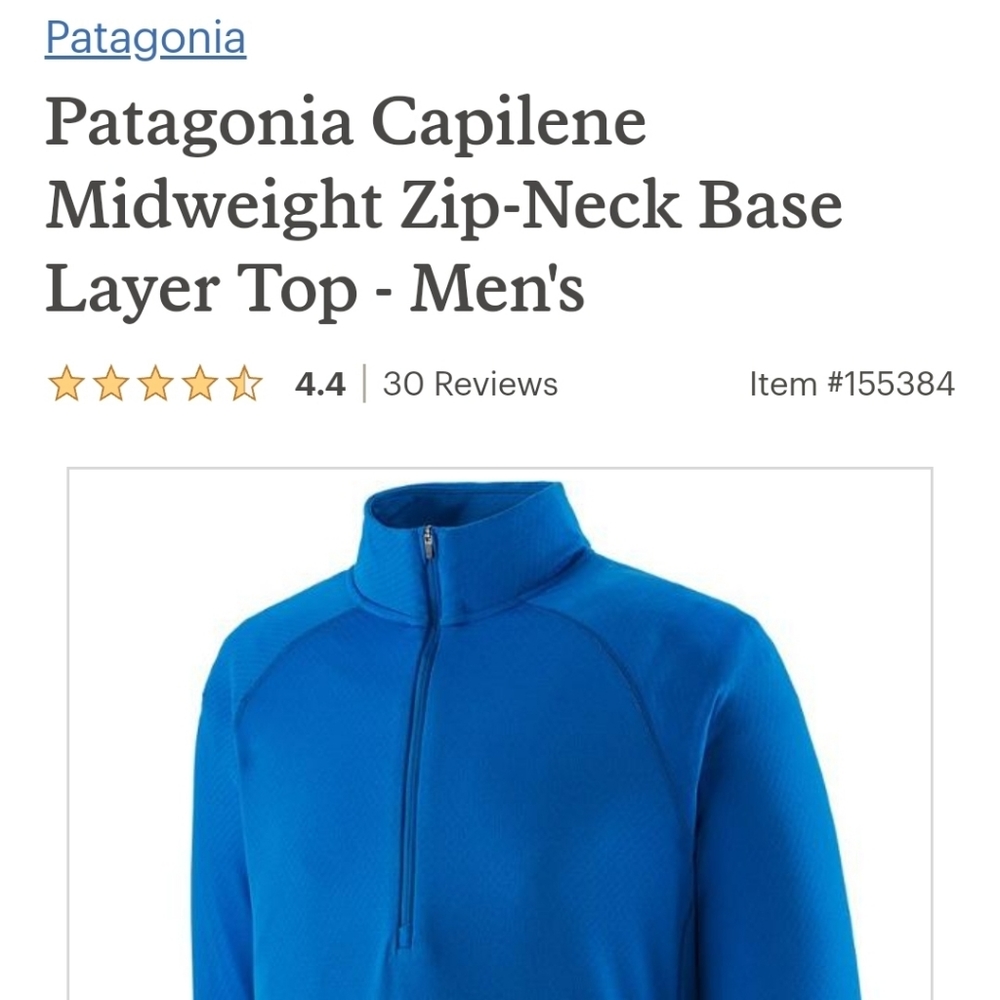 Patagonia Capilene Midweight Zip-Neck Base Layer Top - Men's - Dark Blue - XS